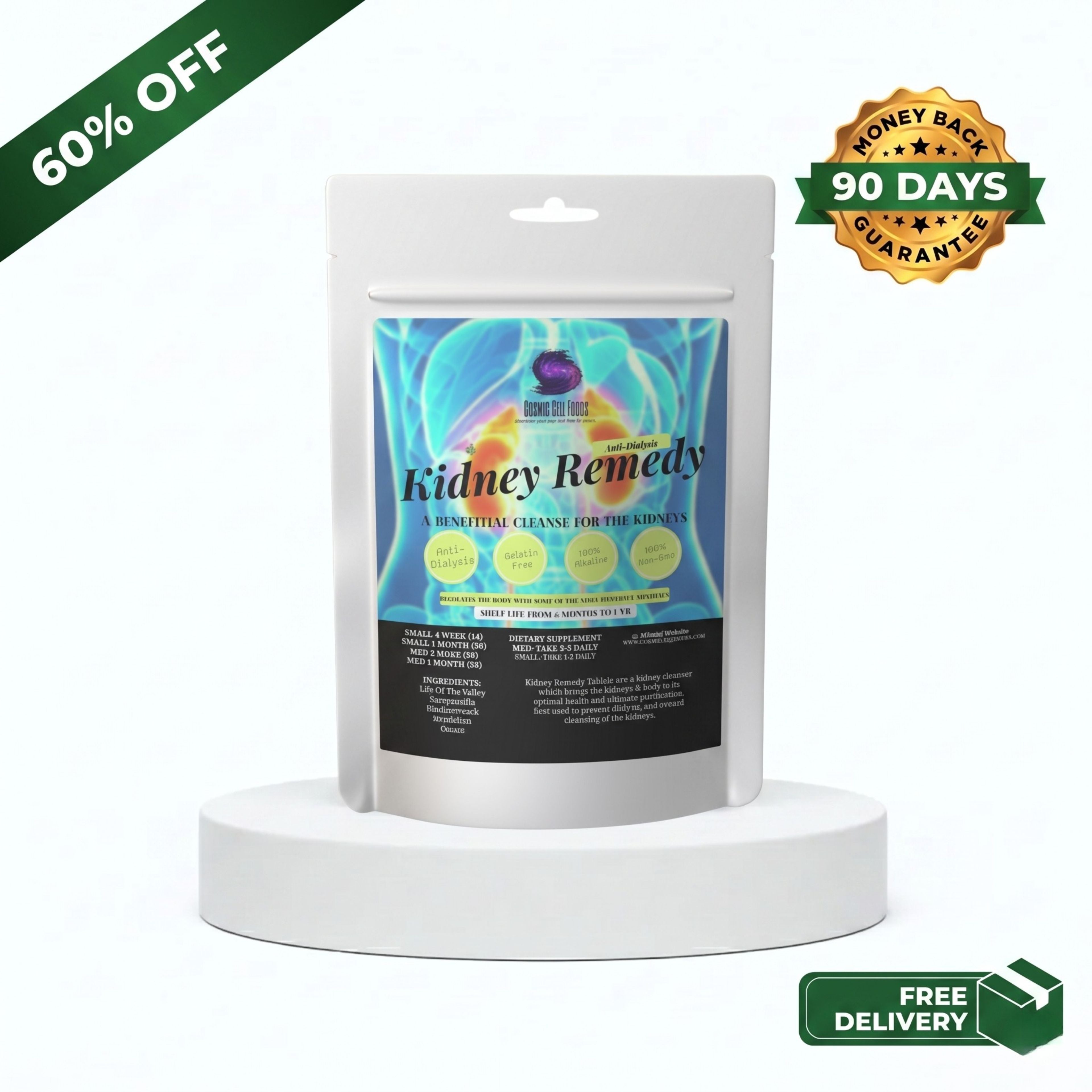 Kidney Remedy Herbal Therapy - Kidney Cleanse, Best For Dialysis